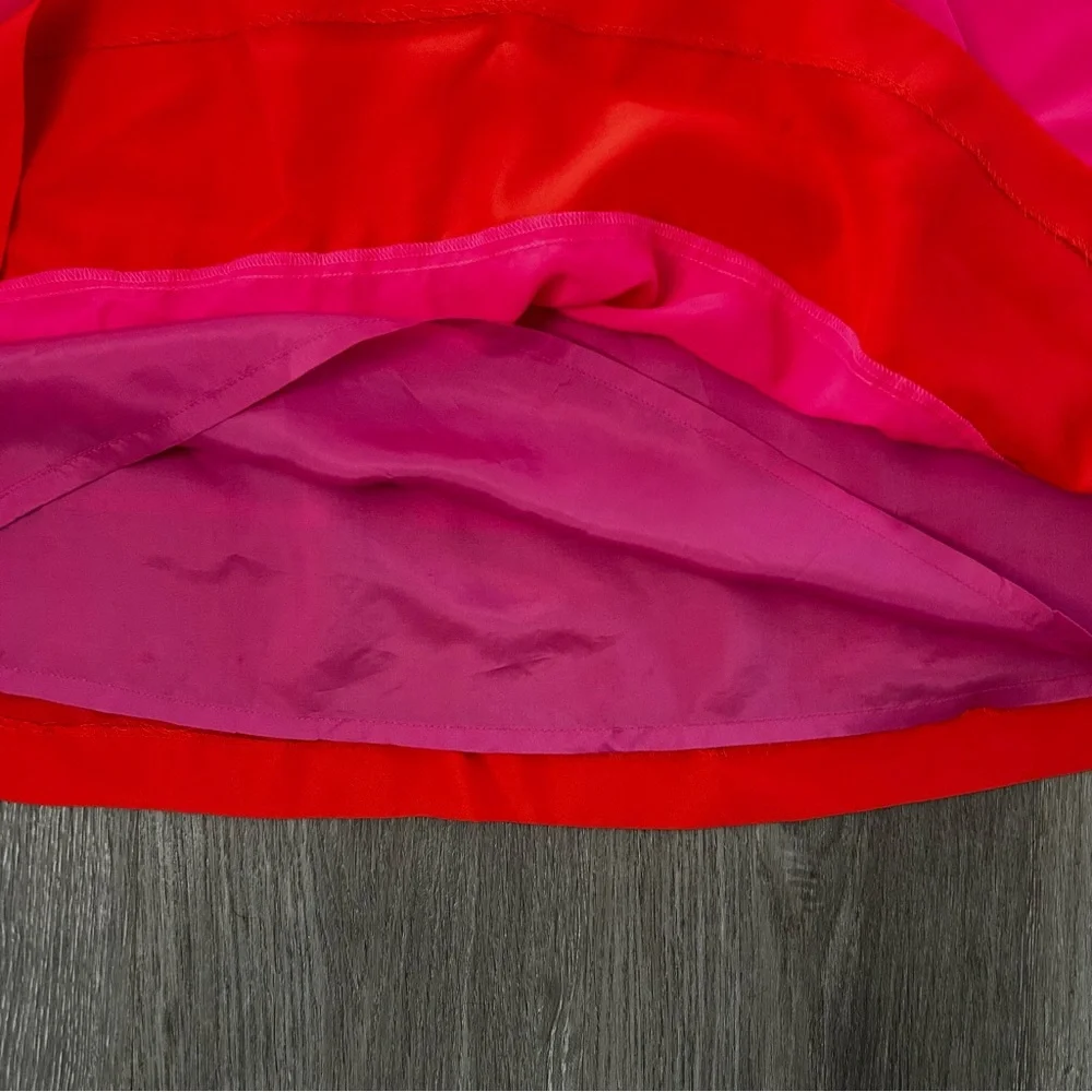 J. Crew Vibrant Pink and Orange Pleated Skater Skirt Size 14